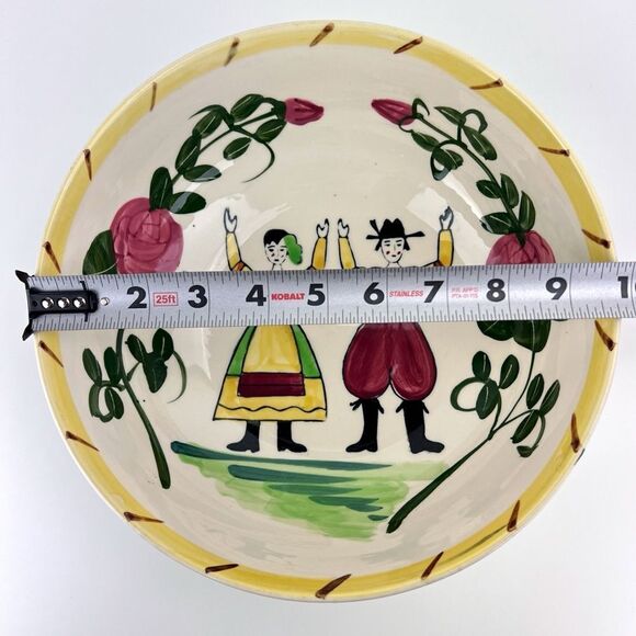 Pennsylvania Folk Art Dutch Mixing Salad Bowl Hand-Painted Vintage made In Japan - Picture 7 of 8